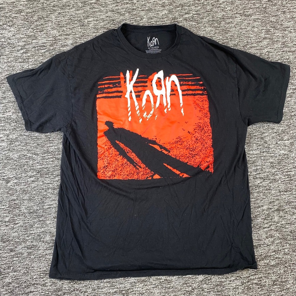 Korn Mens XL Black Red Shadow Graphic T Shirt Nu Metal Band Tee Mad Engine